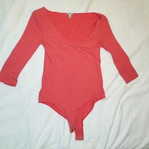 I Love H81 Pink Striped Body Suit/Leotard Shirt